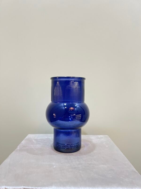 Vase organic courbe douce | Bleu sapphire 17 cm