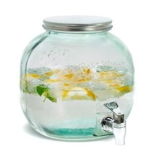 Distributeur de boissons en verre authentique avec robinet, 590 ml, transparent