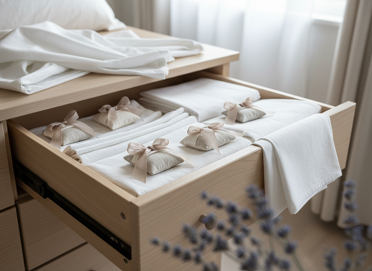 Lot de 4 Sachets en tissus épicés lavande & herbes naturels pour placard – soins quotidien – Image 2