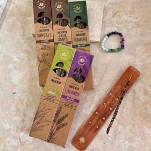 Rituels Nature 1– Coffret d’Encens Artisanaux et Porte-encens indien en bois