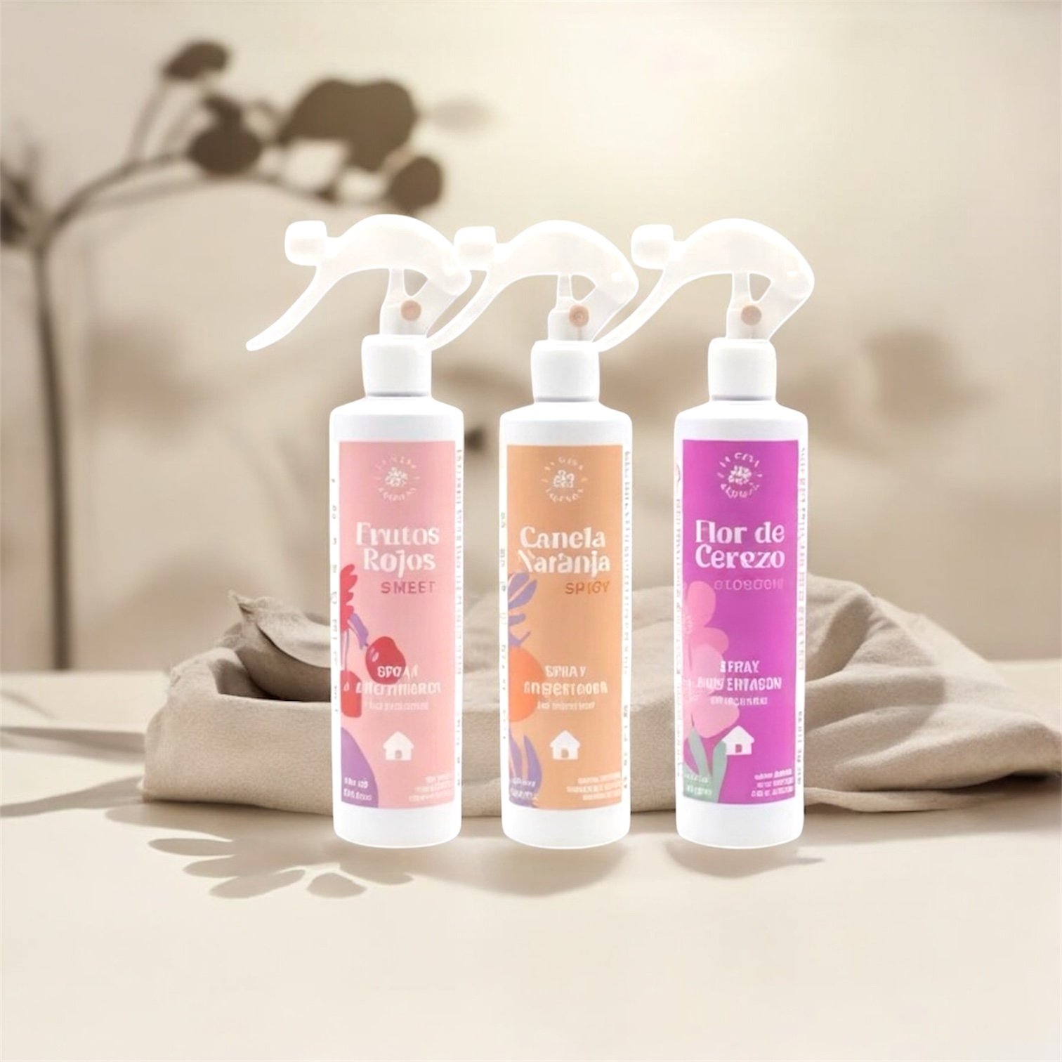 Trio de Sprays 300 ml – Fleurs de Cerisier, Orange Cannelle & Fruits Rouges