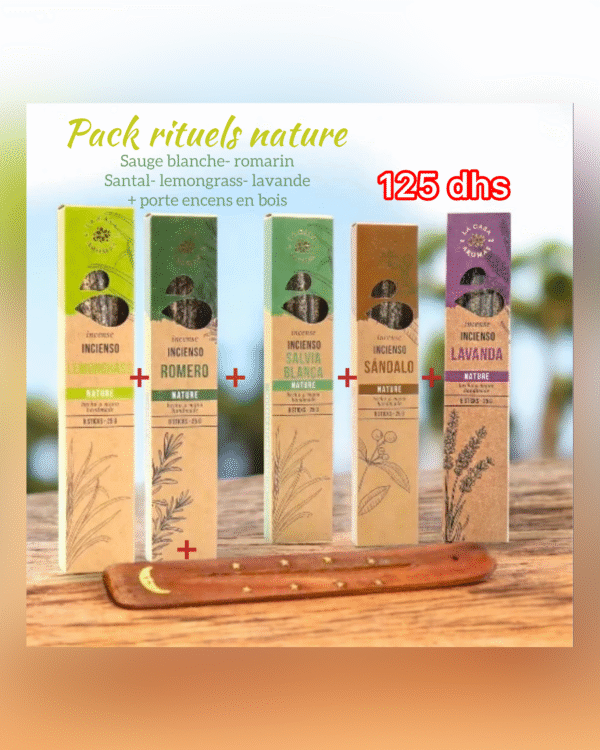 Rituels Nature 2 – Coffret d’Encens Artisanaux et Porte-encens indien en bois
