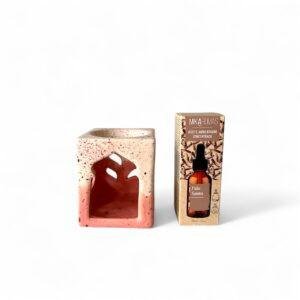 Set Bien-Être rosé : Brûleur à Huile, Huile Palo Santo & Bougie Chauffe-Plat