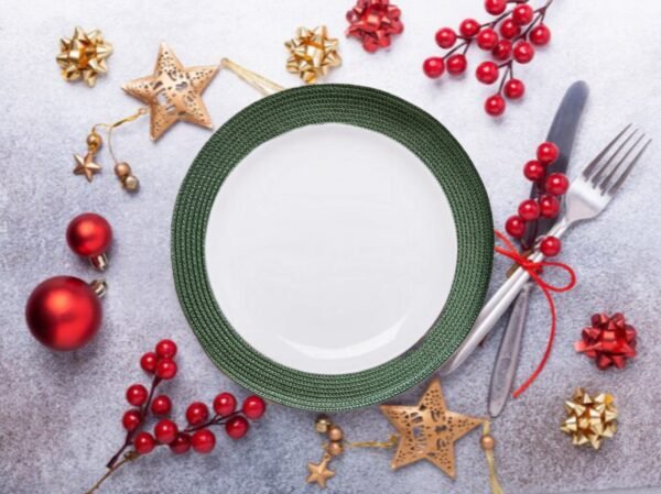 🎄 Lot de 2 Sous-Plats tressés – Édition Noël – Vert uni – Image 2