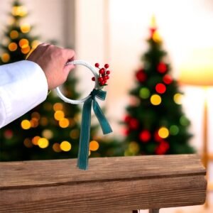 🎄 Ornement de Noël au fil blanc – Duo festif