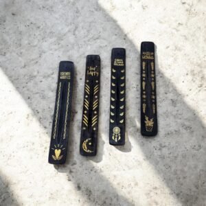 Brûleur d'encens - Porte-bâtonnets en Bois - noir doré “Inde” 🧘🏽‍♀️🧘🏽‍♂️