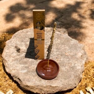 🌿 Âme du Palo Santo Marron– Encens Nature & Porte-Encens Fait Main