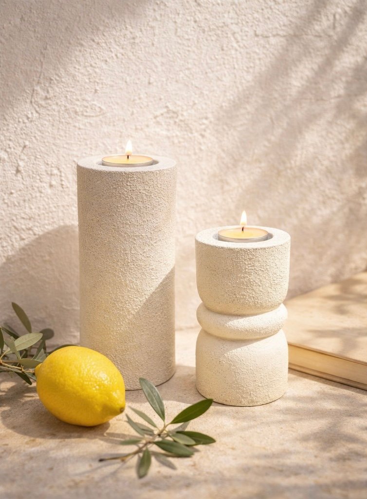 Bougeoir BREDUY Duo méditerranéen en bois – Pièce unique faite main