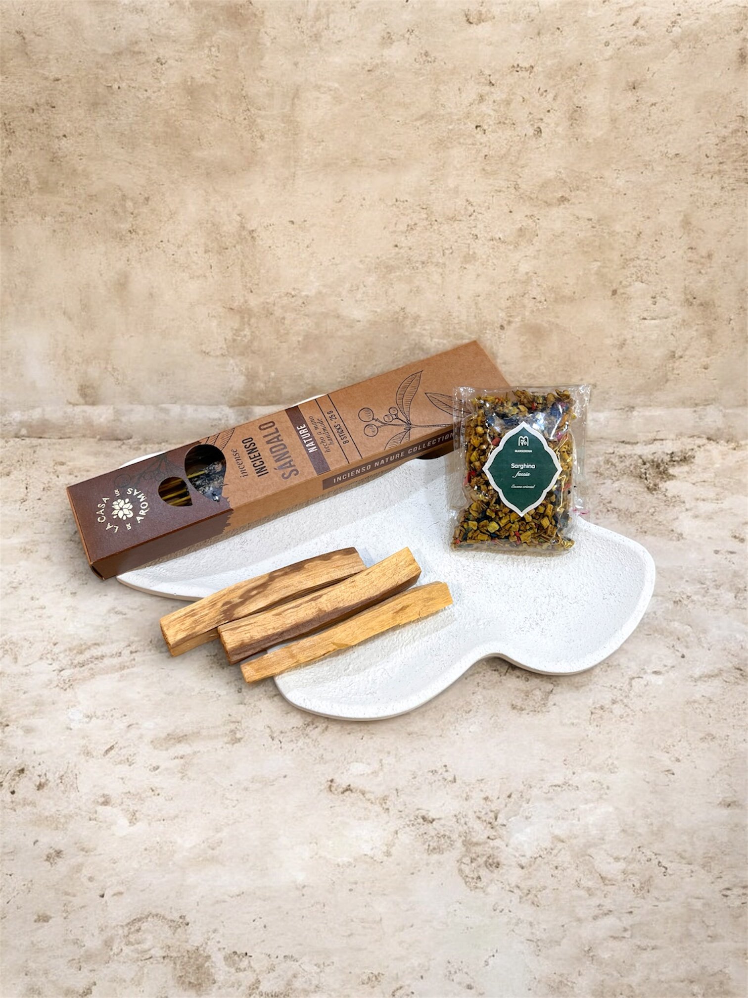 Rituel trio d'encens sacré – Édition Spirituelle, Sarghina, Palo santo et santal – Image 2