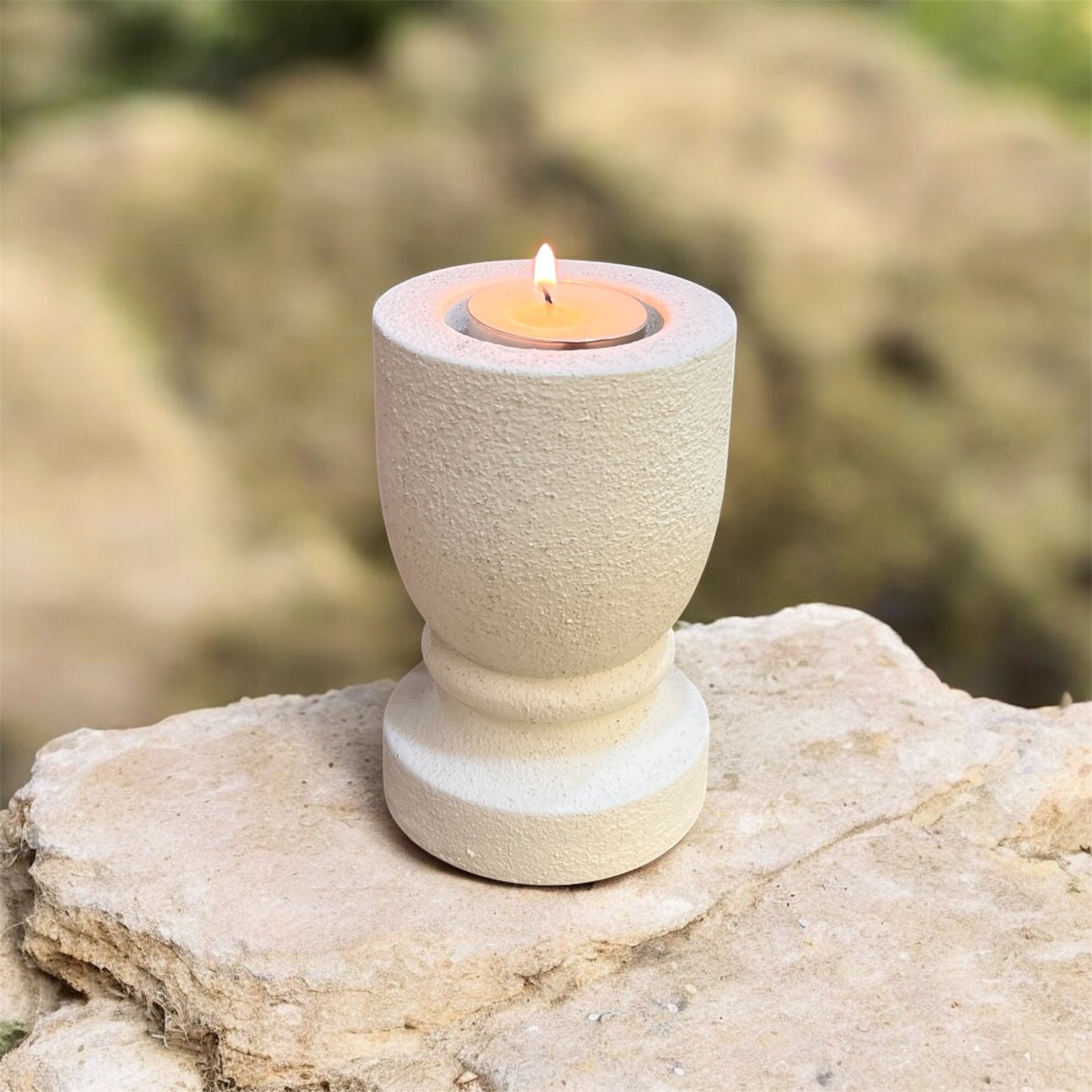 Bougeoir MILO méditerranéen en bois – Pièce unique faite main