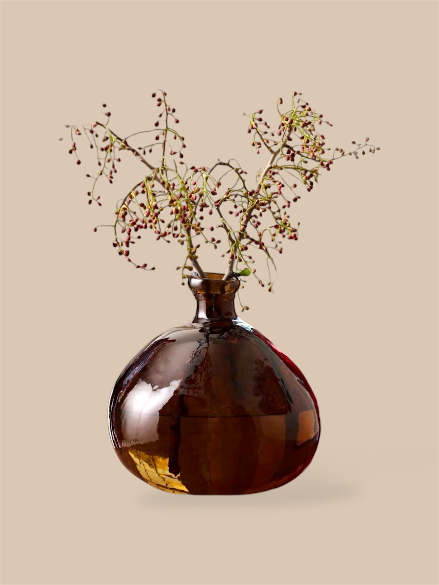 Irregular Vase 23 cm en verre recyclé | Marron chaud | Décoration d'intérieure