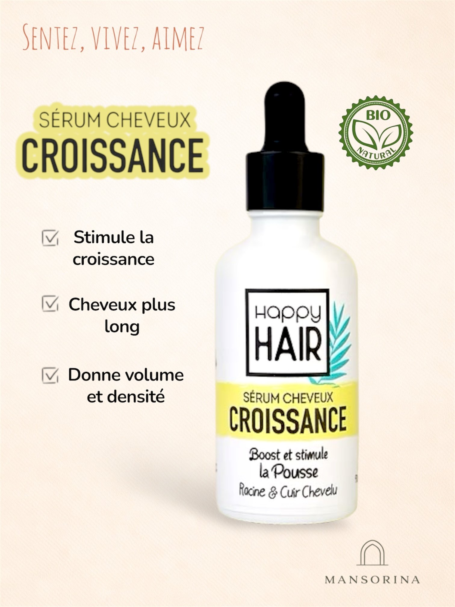 Sérum Croissance Cheveux – Booster de Pousse Naturel pour Cuir Chevelu
