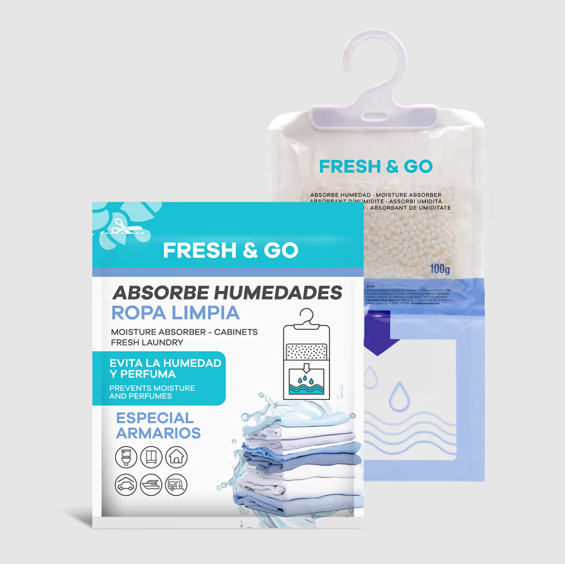 Absorbeur d'humidité pour cintre à vêtements propres 100 g