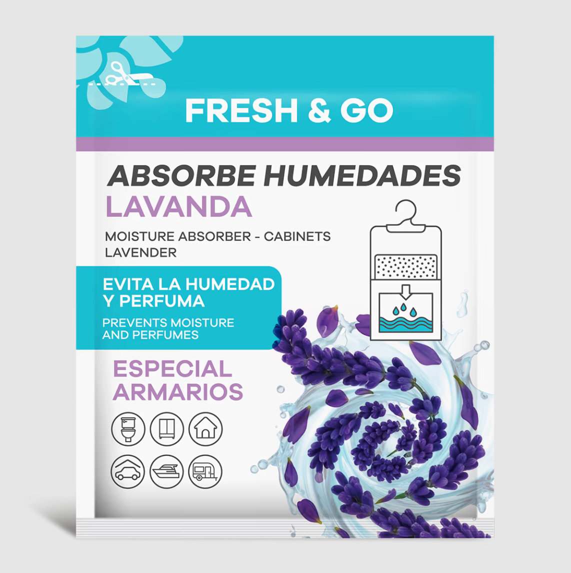 Absorbeur d'humidité pour cintre à vêtements à la lavande 100 g – Image 2