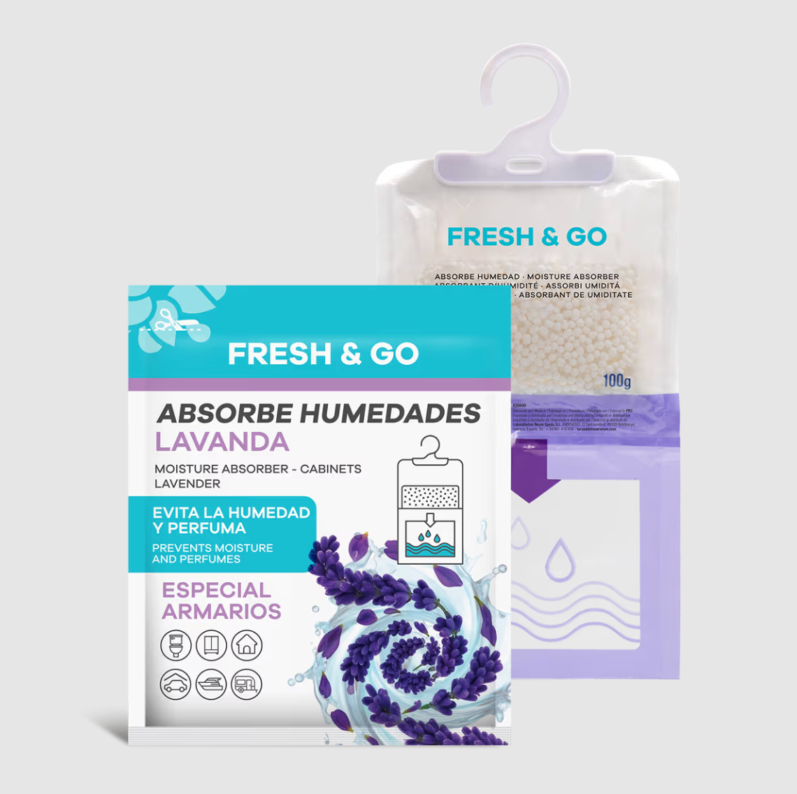 Absorbeur d'humidité pour cintre à vêtements à la lavande 100 g