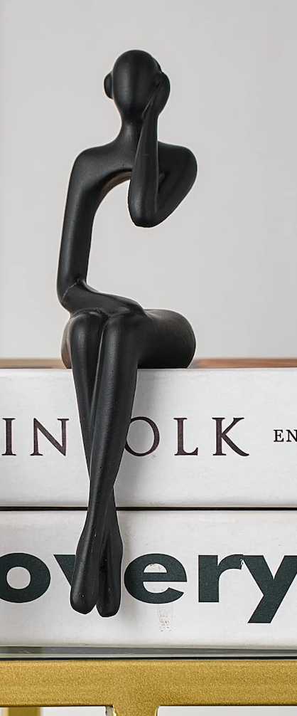 Sculpture "À l'écoute" style noir minimaliste