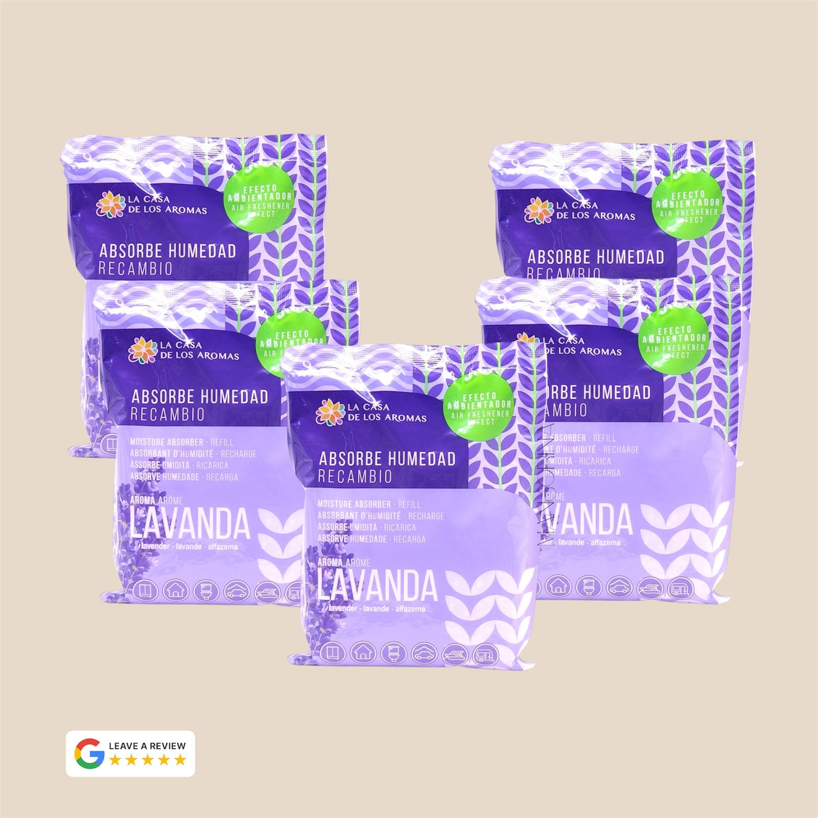 5 recharges pour absorbeur d'humidité boitier - Parfum de Lavande 300g